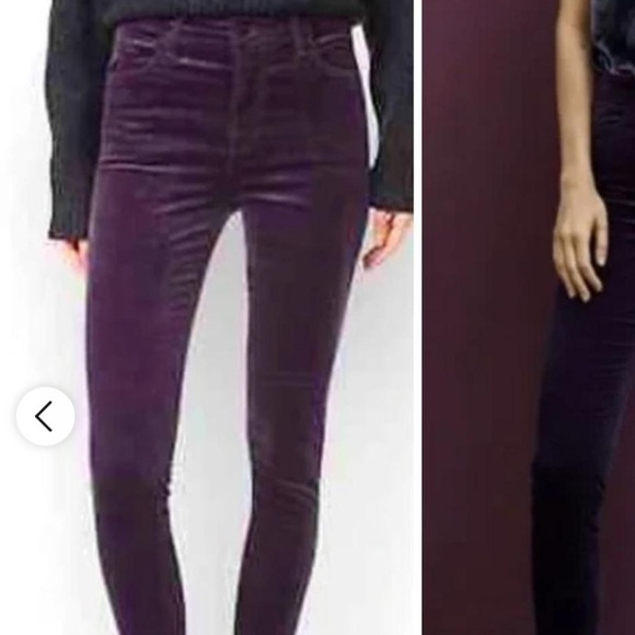 NWT J Brand Maria Luxe Velvet Plum Aubergine Pants - Picture 1 of 9